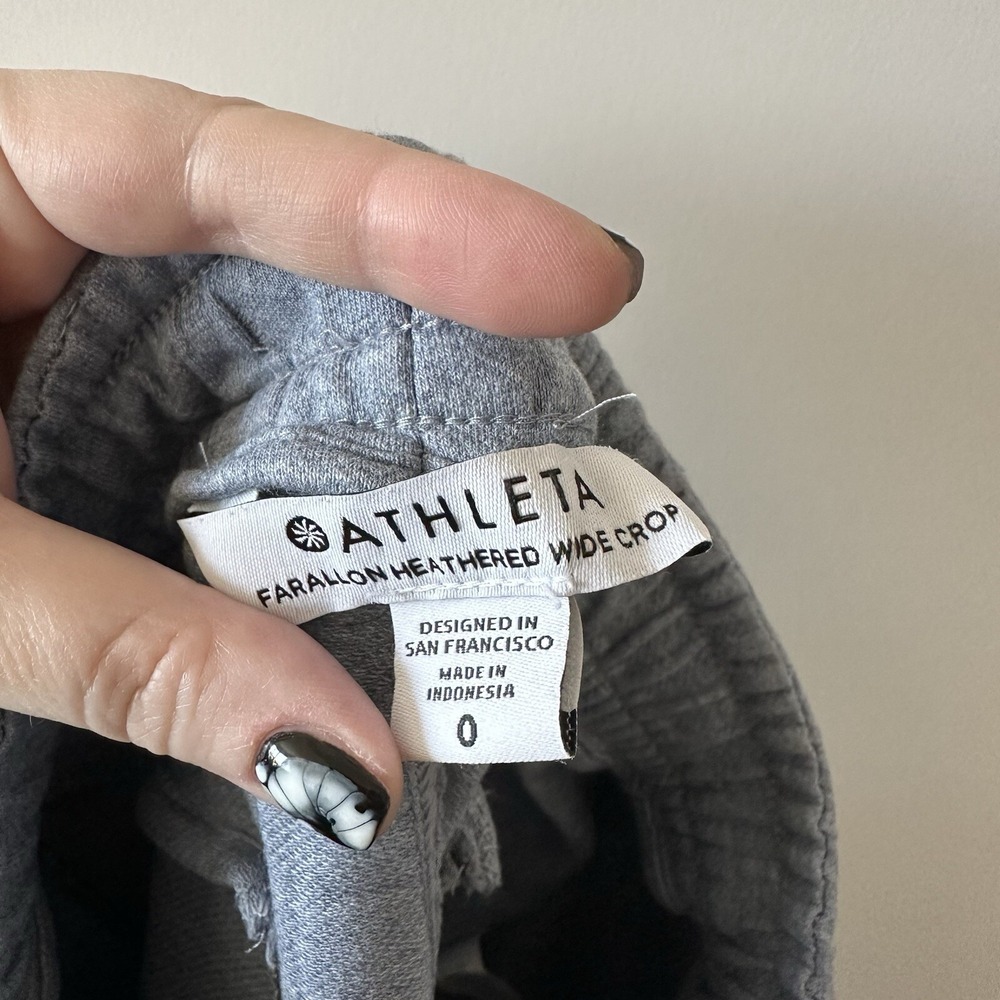 Athleta Light Blue Farallon Heathered Wide Crop Pants Women's Size 0 - Picture 9 of 10